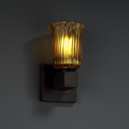 Justice Design GLA-8705-16-CLRT-DBRZ Aero One Light Wall Sconce (No Arms), Glass Options: CLRT: Clear Textured Glass Shade, Choose Finish: Dark Bronze Finish, Choose Lamping Option: Standard Lamping